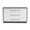 Baxton Studio Mette Mid-Century White and Walnut Finished 6-Drawer Wood Dresser 157-9696